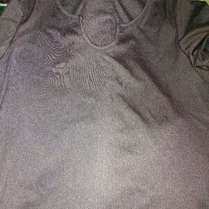 Large scoop neck black top